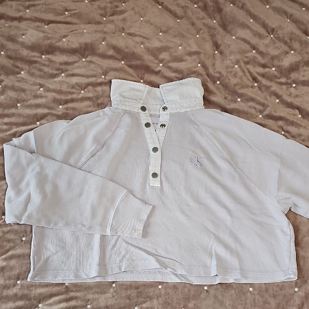Calvin Klein Women Cropped Lavender Polo Shirt Size M